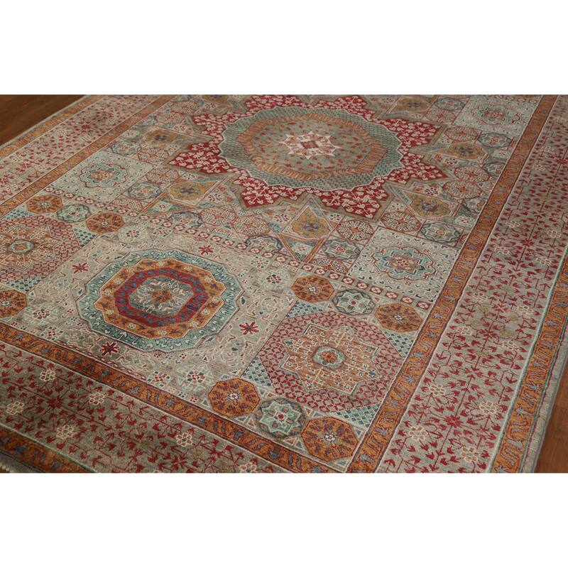 Hand Knotted Oriental 100% Wool Carpet Traditional Medallion Greys & Charcoal Kazak Area Rug - 10' 2'' X 6' 9''
