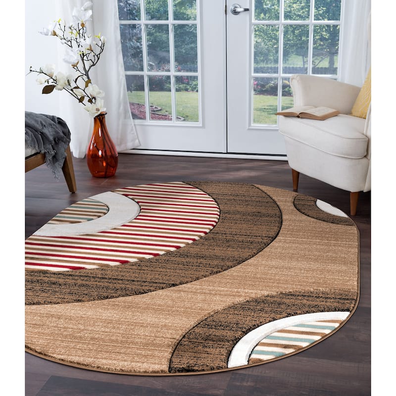 Glamour Collection Geometric Polypropylene Area Rug