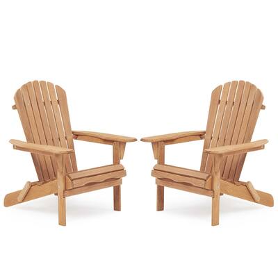 Wooden Outdoor Folding Adirondack Chair Set of 2