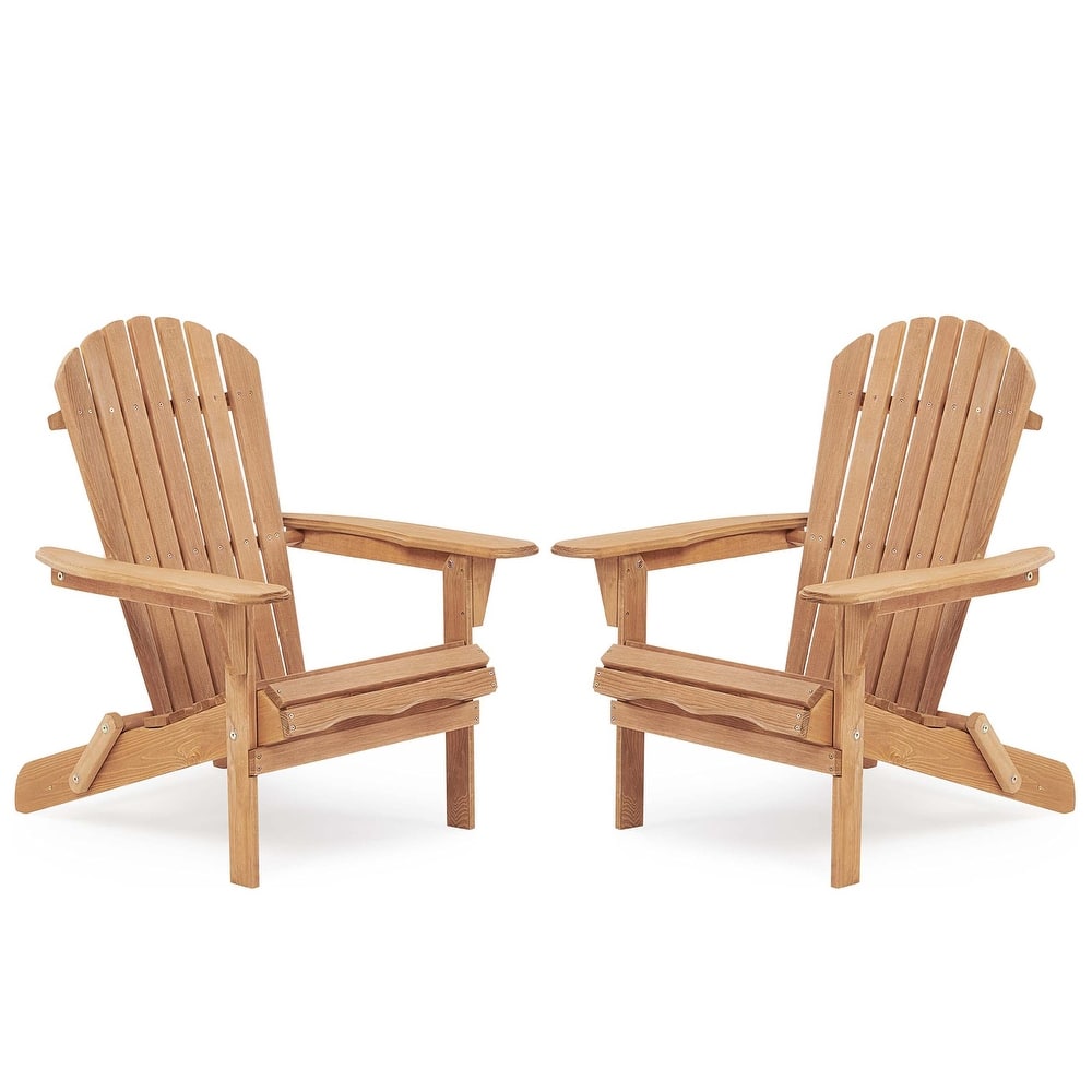 Wooden Outdoor Folding Adirondack Chair Set of 2