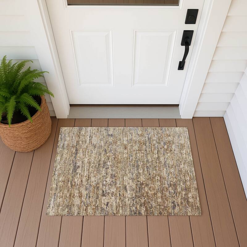 Machine Washable Indoor/ Outdoor Traditional Harmony Chantille Rug - Brown - 1'8" x 2'6"