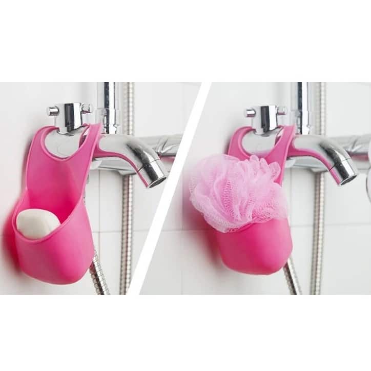 Handy Housewares Hanging Silicone Sink Caddy - For Kitchen or Bath, Hangs From Faucet, Helps Dry Sponges, Loofahs,...