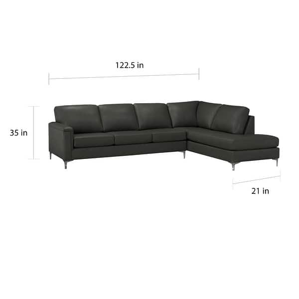 Malibu L-shaped Top-grain Leather Sectional Sofa - 122.5 x 85 x 36.5 x 35
