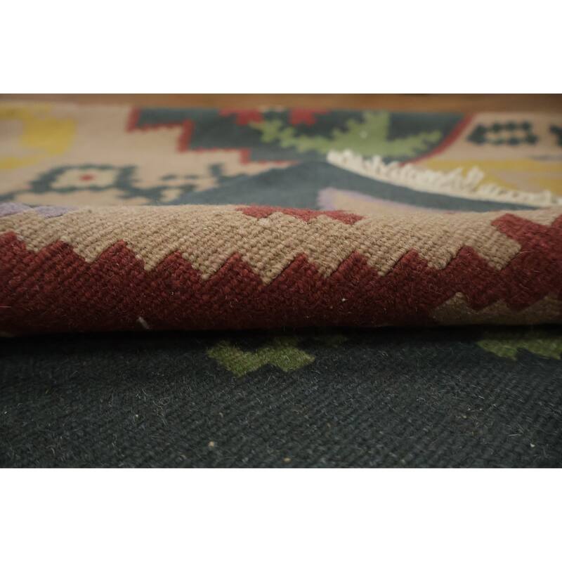 Hand Woven Oriental 100% Wool Carpet Southwestern Tribal Green Kilim Area Rug - 11' 8'' X 8' 11''