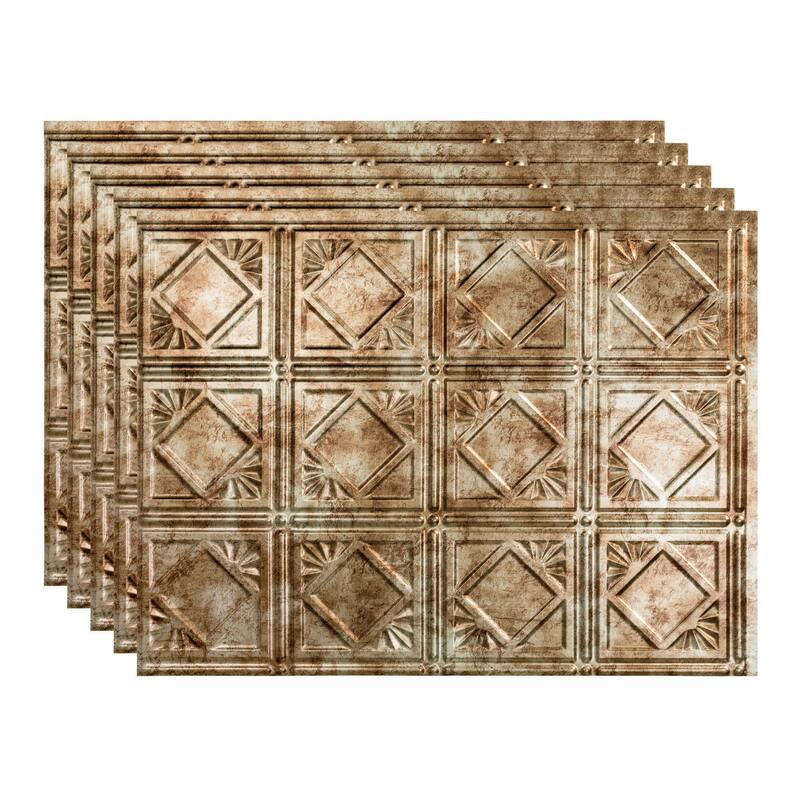 FASÄDE Traditional Style 4 Decorative Vinyl Backsplash Panel - 5 Pack - Bermuda Bronze