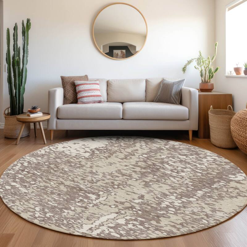 Premium Washable Super Soft Abstract Causal Mayfield Rug - Taupe - 8' x 8'