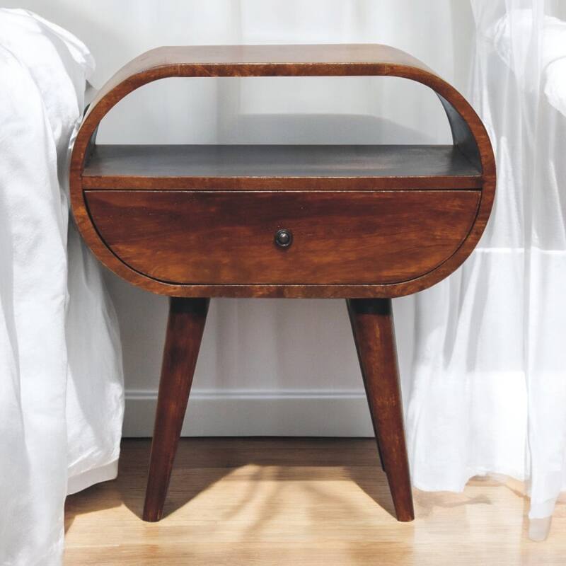 Artisan Furniture Solid Wood Large Chestnut Circular Open Bedside