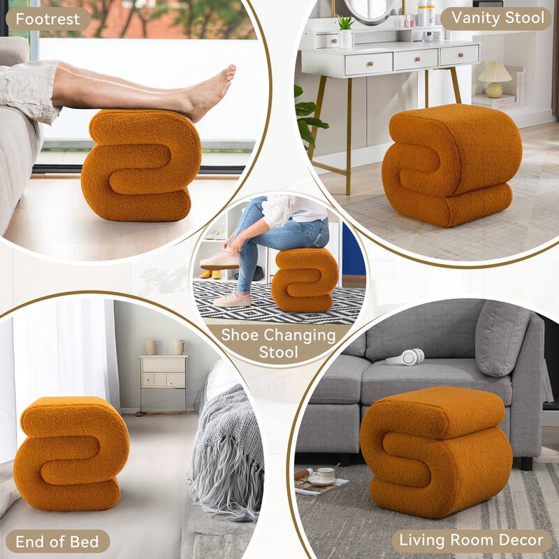 S-shape Teddy Fabric Ottoman