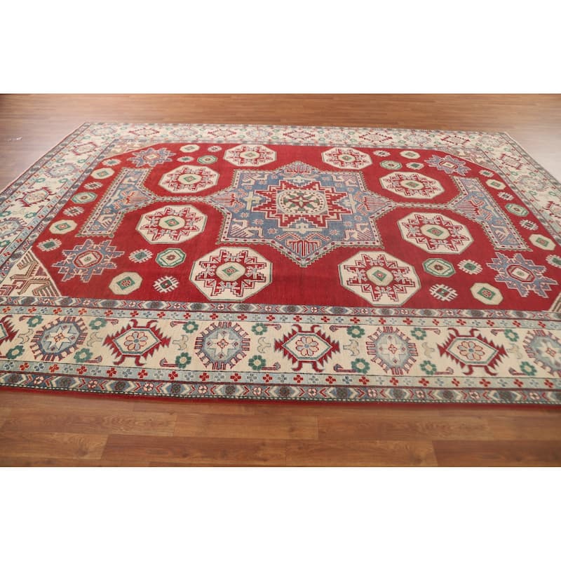 Red Kazak Oriental Area Rug Hand-Knotted Wool Carpet - 8'6"x 11'6"