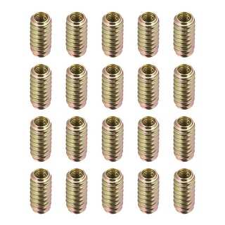 Nut 100pcs M6 OD20 Furniture Pass-Through Drive Unhead Threaded Nut Color Zinc Plated Carbon Steel Wood Insert Nuts