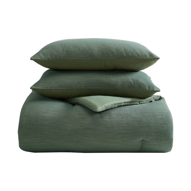 Nautica Herringbone Chenille Reversible Green Duvet Cover Set