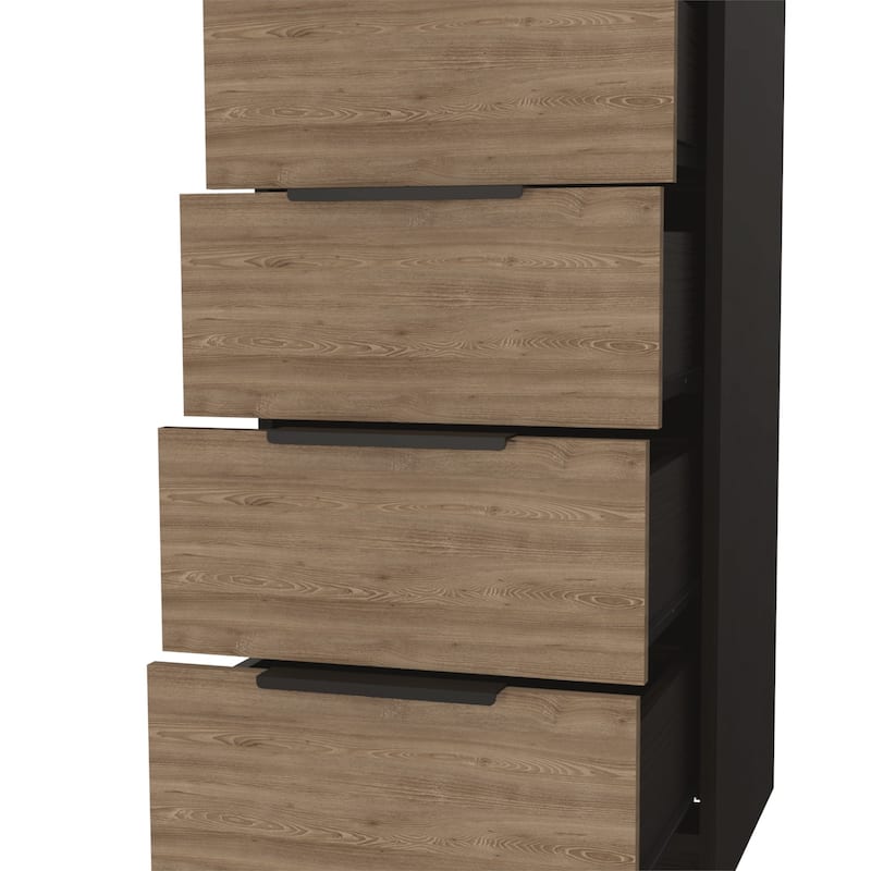 HomeRoots 18" Brown and Black Five Drawer Standard Chest