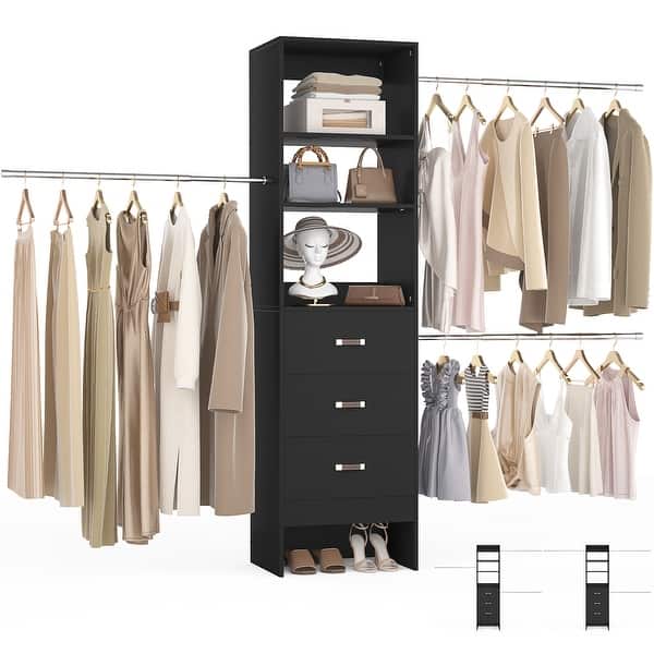 96'' W Closet Organizer with Drawers, Closet System with
