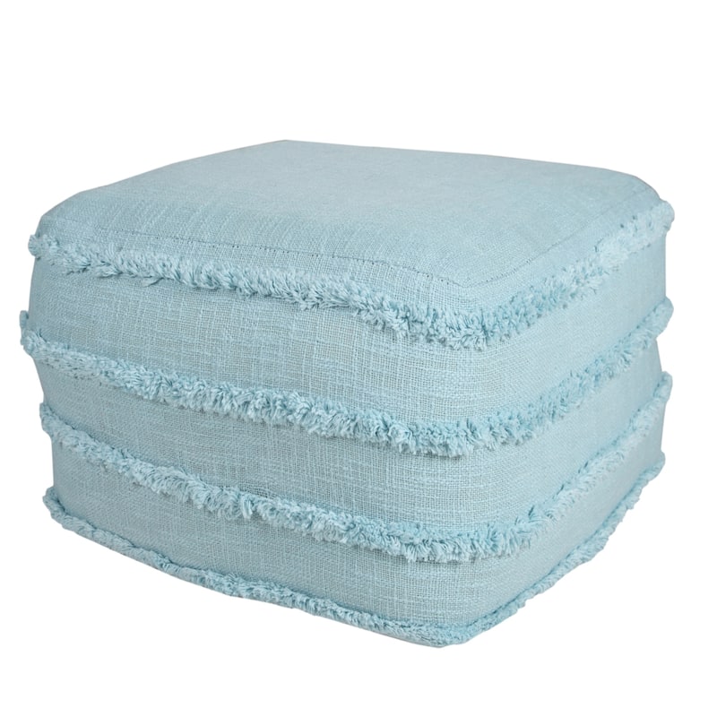 18" Cotton Striped Pouf Ottoman for Living Room, Bedroom or Office
