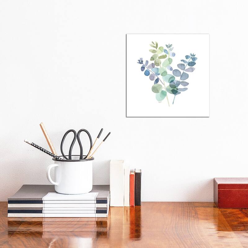 iCanvas "Natural Inspiration Blue Eucalyptus on White II" by Tara Reed Canvas Print - 12x12x1.5