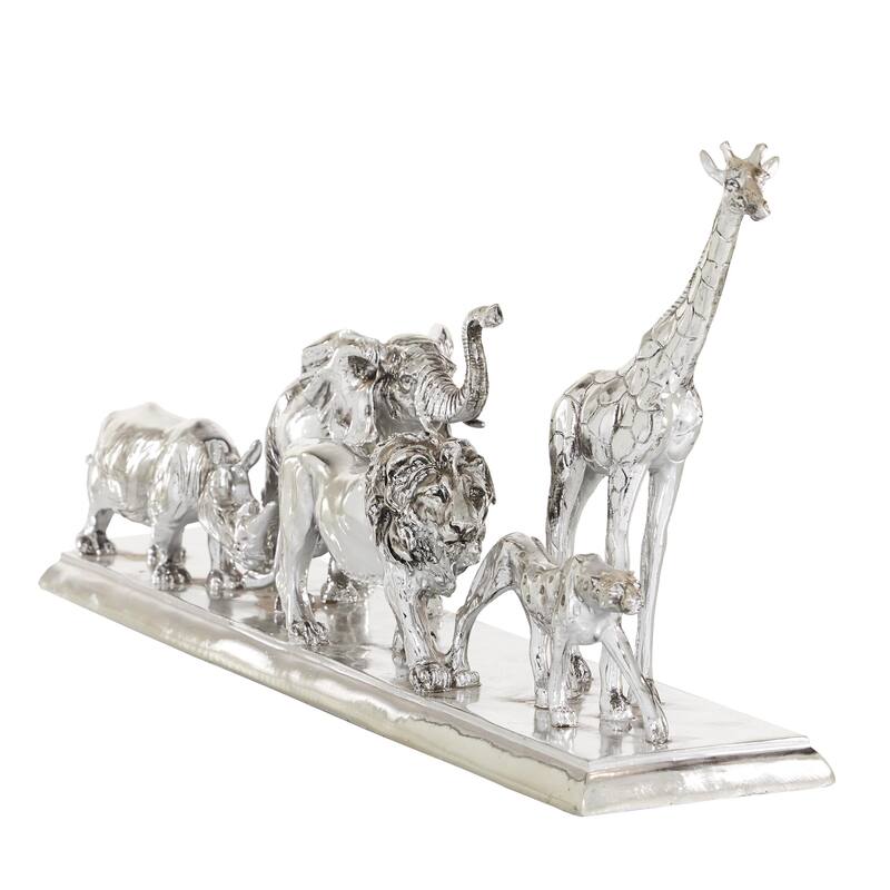 Polystone Safari Animals Sculpture - Silver - Roche River Decor