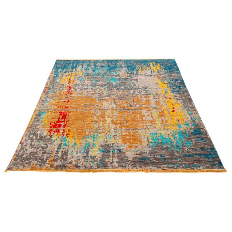 ECARPETGALLERY Hand-knotted Mystique Blue, Grey Wool Rug - 8' x 9' 11"
