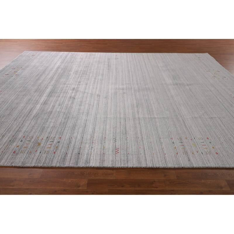 Striped Gabbeh Indian Area Rug Handmade Wool Carpet - 9'3" x 11'8"