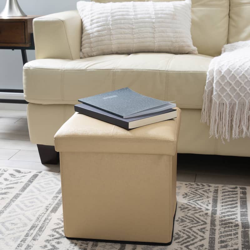 Simplify Metallic Gold Single Foldable Ottoman - 15" x 15" x 15"