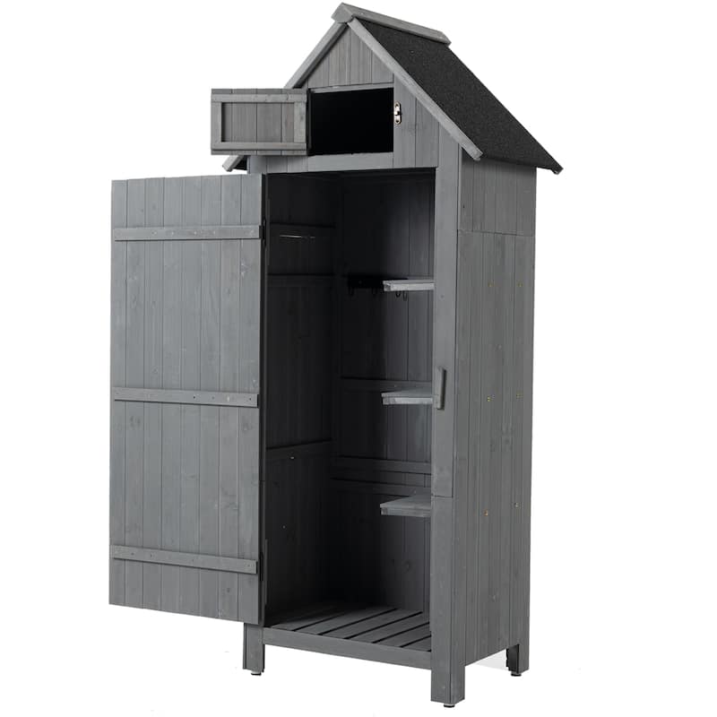 30.3"L x 21.3"W x 70.5"H Outdoor Storage Cabinet Tool Shed Wooden Garden Shed - 30.3"L x 21.3"W x 70.5"H
