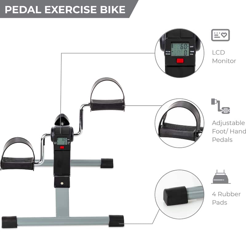 Folding Pedal Exercise Bike to Strengthen and Tone Legs or Arms