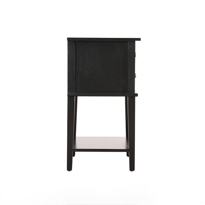 Black Minimalist Nightstand with Open Shelf