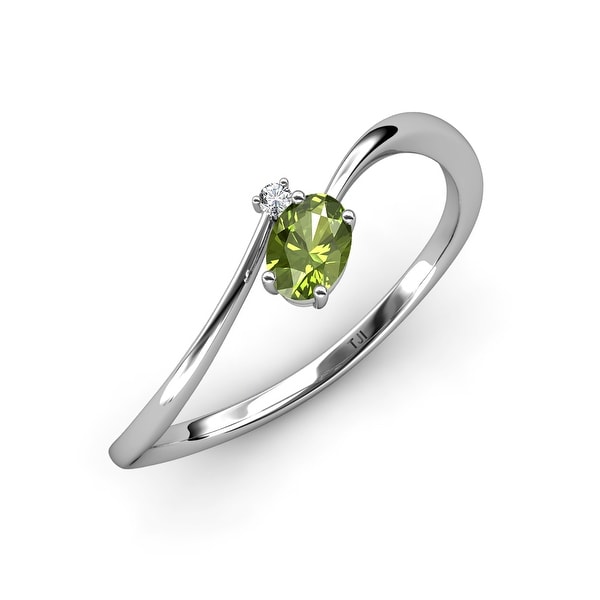 TriJewels Peridot Diamond 1/2 ctw Womens Bypass Promise Rings 14K Gold. Opens flyout.