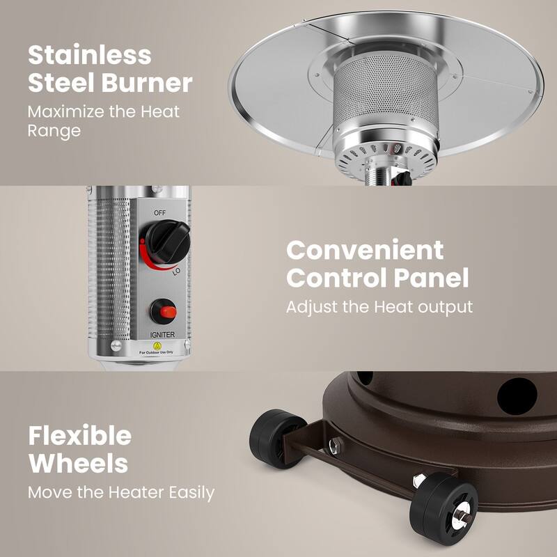 PAMAPIC 48000 BTU Outdoor Propane Patio Heater w/Cover