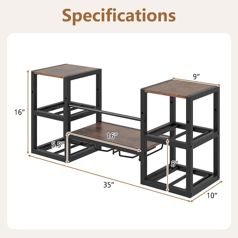 Costway 3-Tier Wall Mounted Wine Rack with Glass Holder Open Shelf - See Details