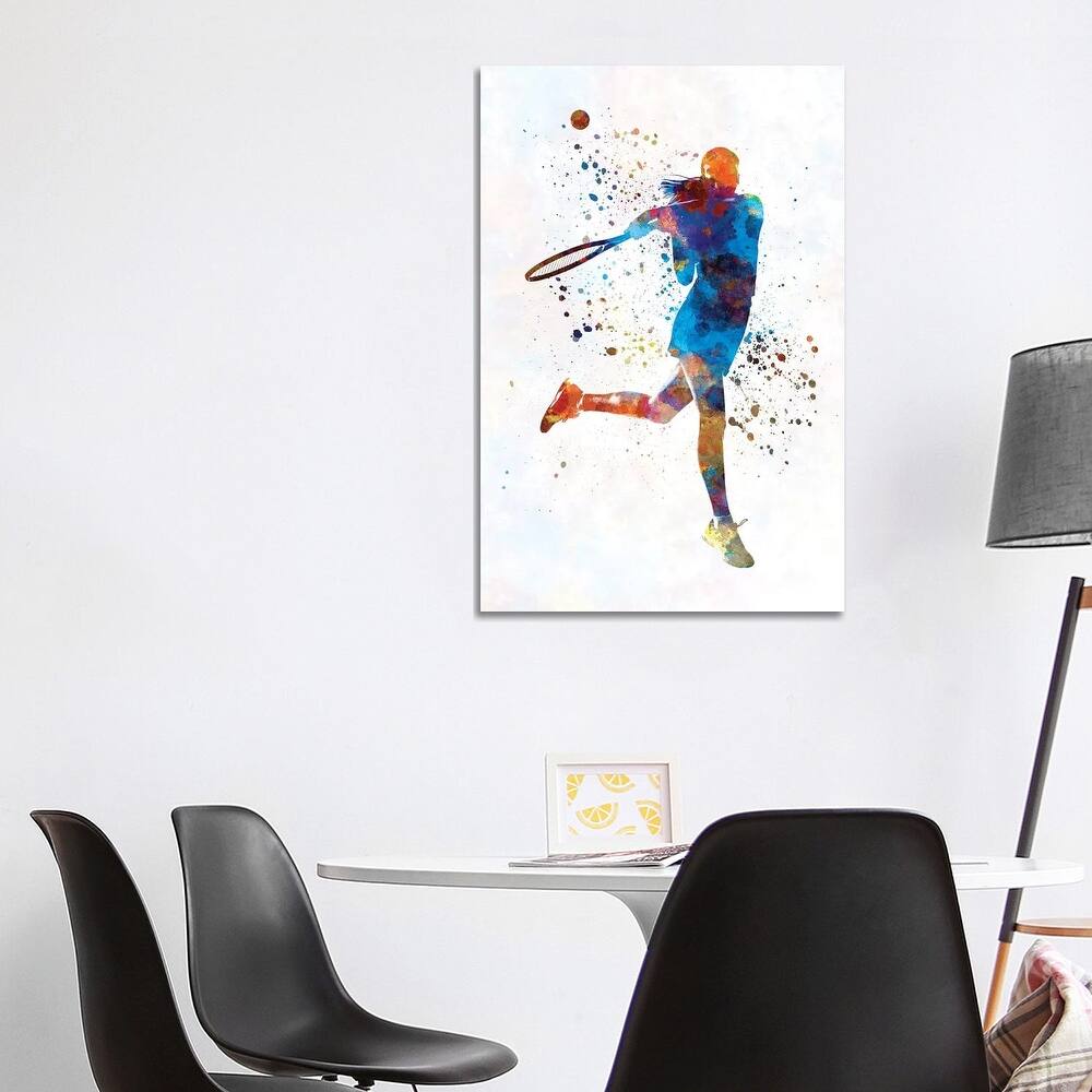 iCanvas "Woman Tennis Player 03 In Watercolor" by Paul Rommer Canvas Print