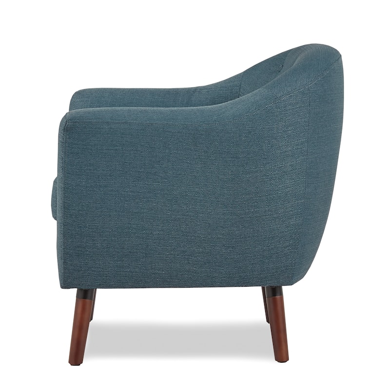 Retro Style Fabric Accent Chair with Cherry Finished Legs