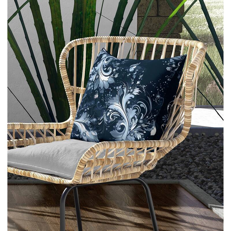 Motif Whirlwinds Indoor/Outdoor Reversible Throw Pillow Indigo