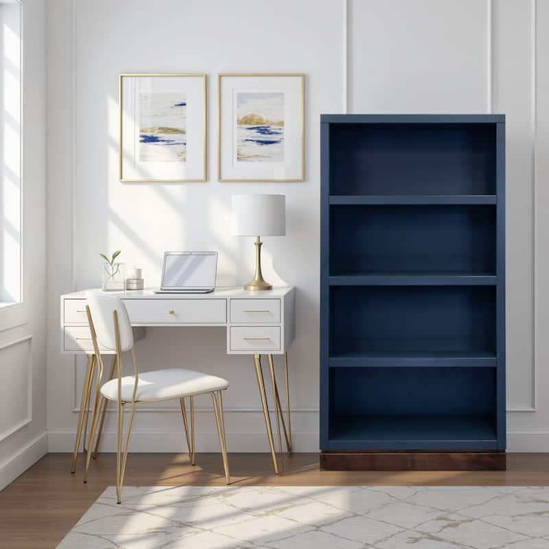 Bridgevine Home Nora Modular 60 inch High Bookshelf, No Assembly Required, Two-Tone Finish