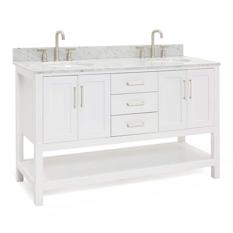 Ariel S061DCW2OVO Magnolia 60" Free Standing Double Basin Vanity Set