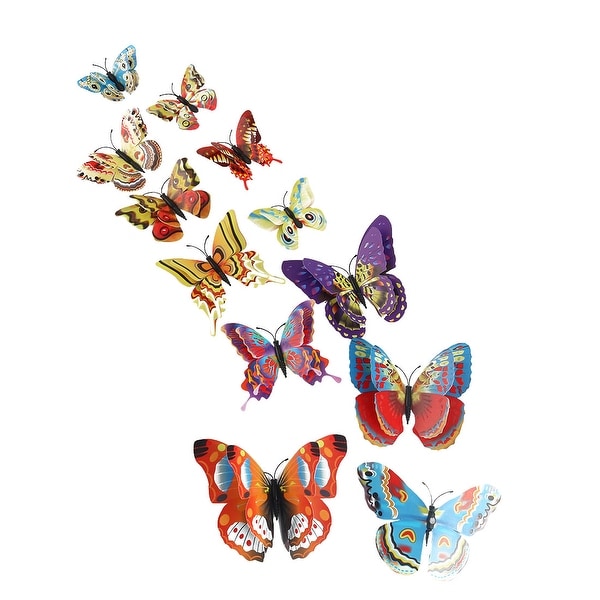 12pcs 3D Butterfly Wall Sticker for Bedroom Decoration Yellow Orange - Yellow, Orange