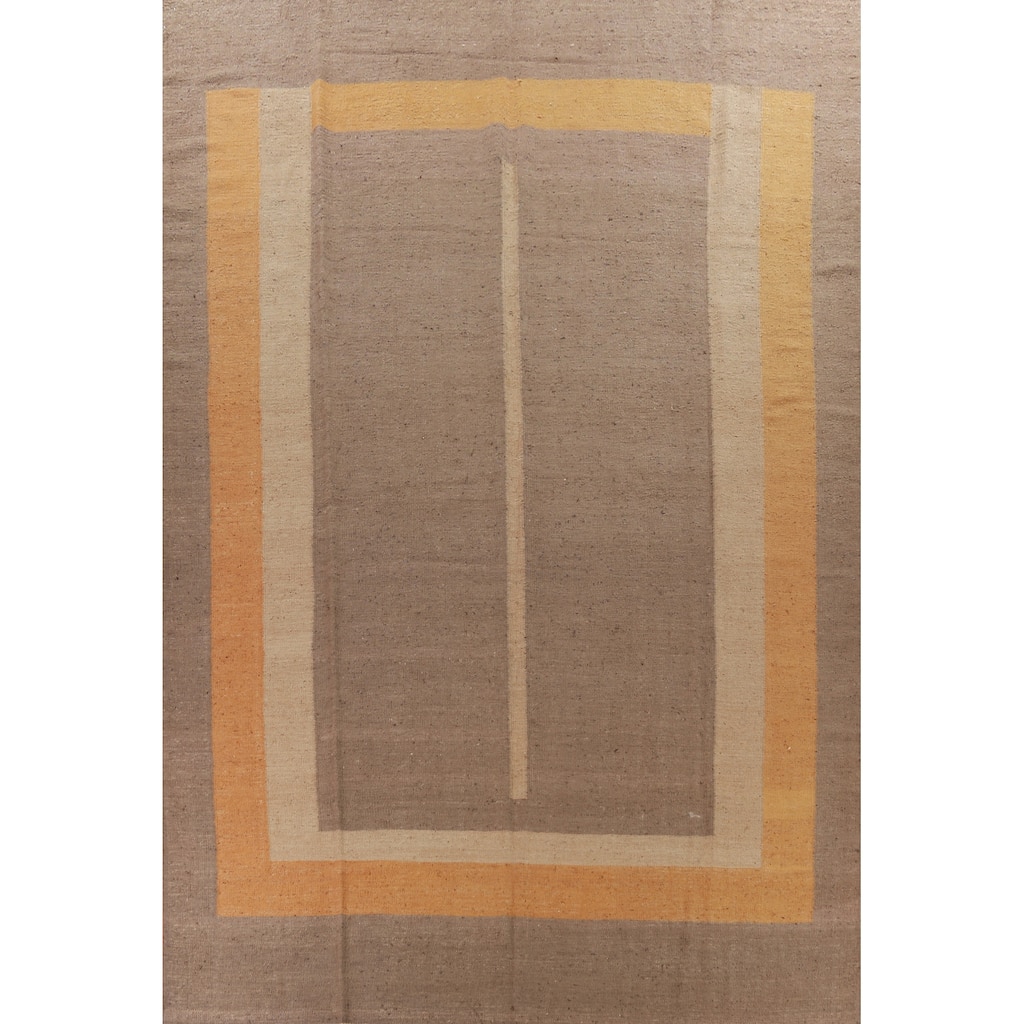 Hand Woven Oriental 100% Jute Carpet Southwestern Modern Brown Kilim Area Rug - 14' 2'' X 10' 5''