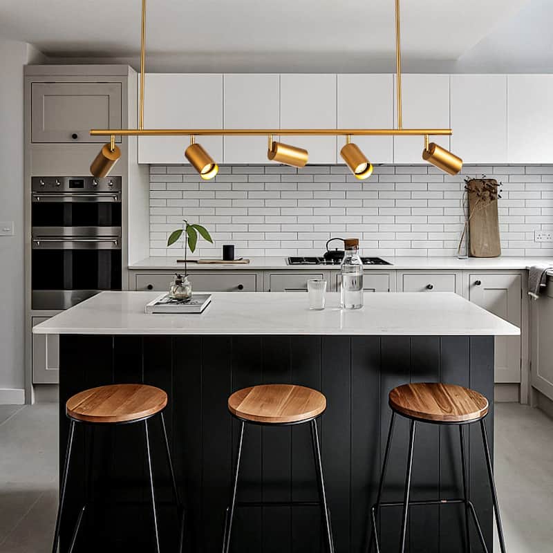 5-Light Modern Farmhouse Linear Swivel Track Lighting Spotlight for Kitchen Island