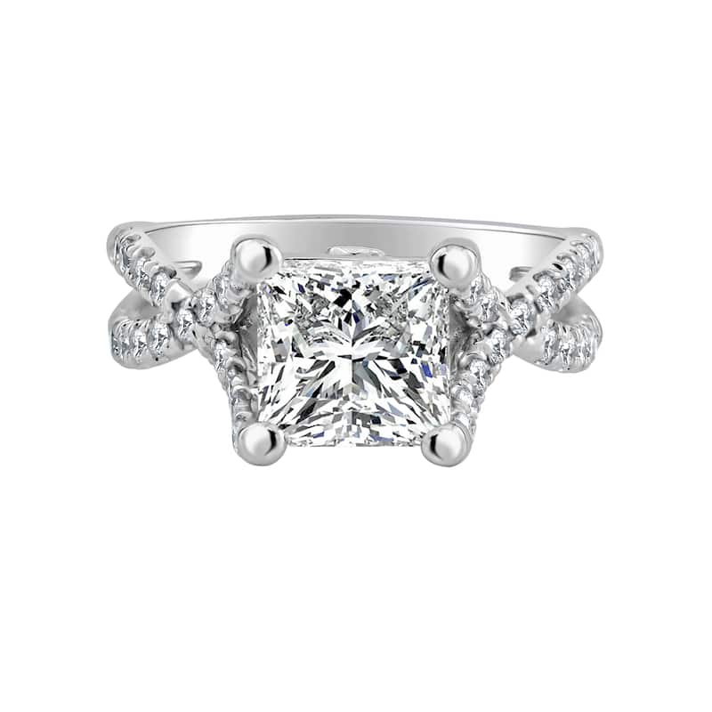 Auriya 14k-White Gold Lab Grown Princess Twisted-Shank Diamond Engagement Ring 2.50 ct. tw. (G-H VS)