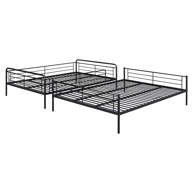 HomeRoots Black Full XL Over Queen Contemporary Metal Bunk Bed