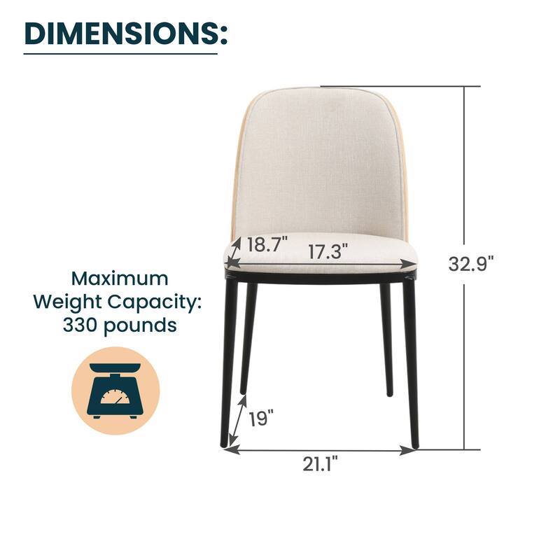 Dining Chair with Upholstered Seat Side Chair with MDF Wood Frame in Steel Set of 4