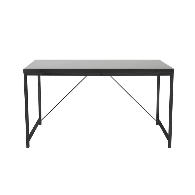 HomeRoots 47" Black Wood and Stainless Steel Writing Desk