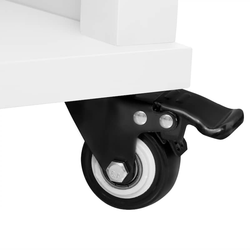 47" Kitchen Island with Extendable Table, Rubber Wood Veneer, Storage & Power