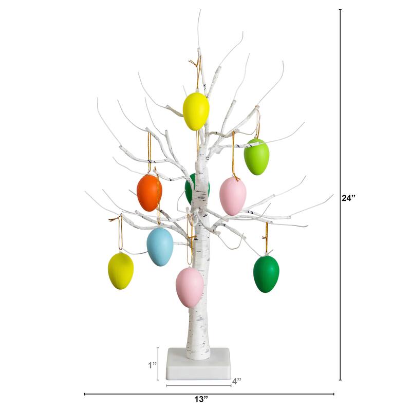 2-ft Pre-Lit Artificial Easter Twig Tree with Egg Ornaments