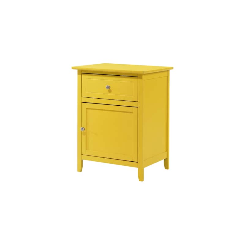 Yellow Nightstand 25x19x15 Compact Transitional Bedside Table with Three Drawers and Easy Assembly for Bedroom Storage
