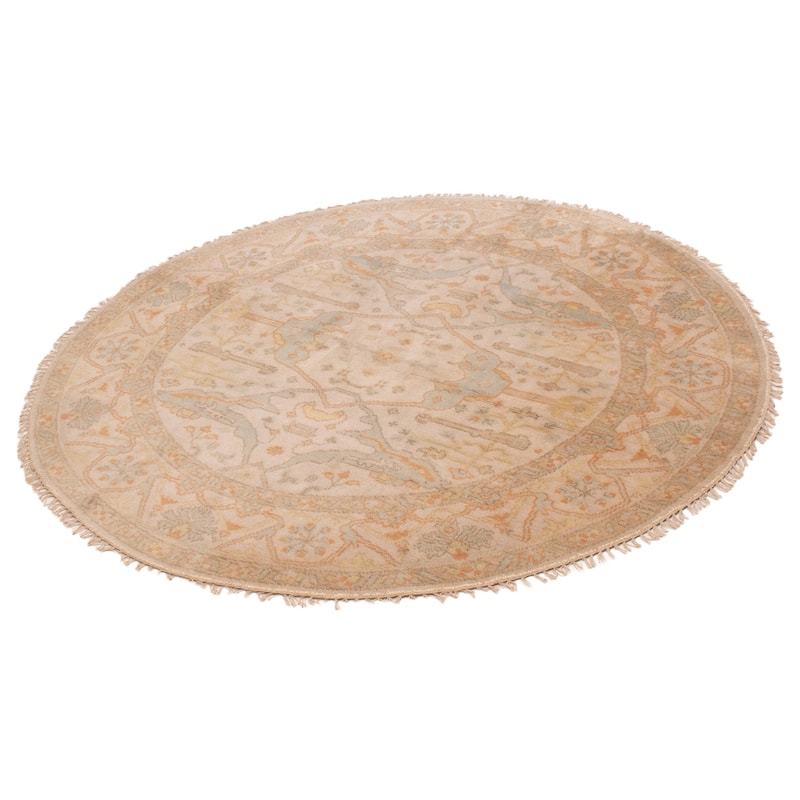 ECARPETGALLERY Hand-knotted Royal Oushak Beige Wool Rug - 6'10 x 6'10