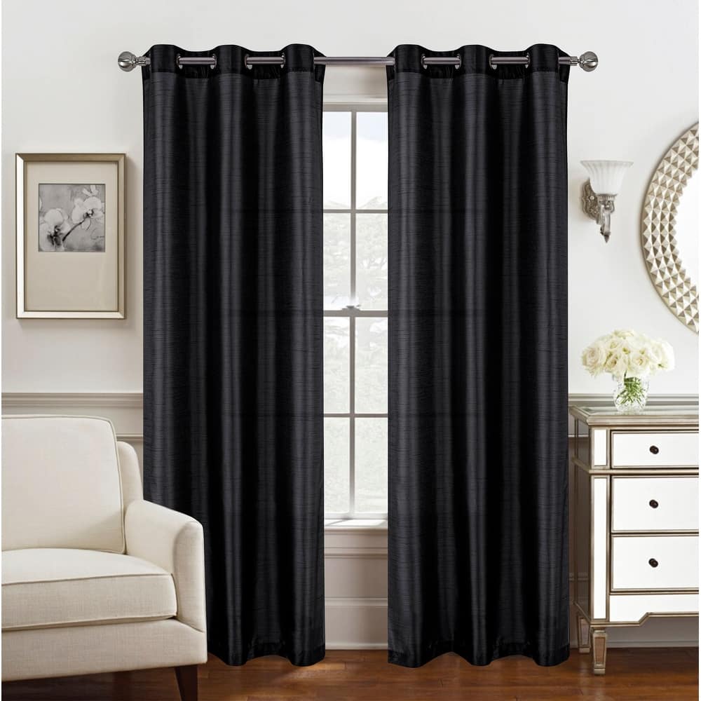 Nancy Faux Silk Grommet Window Curtain Panel - 84 or 95 inch