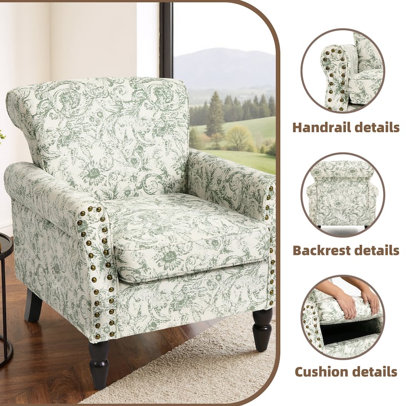 Living Room Armchair with Nailhead Trim - 29.9"W x 29.9"H x 32.9"D
