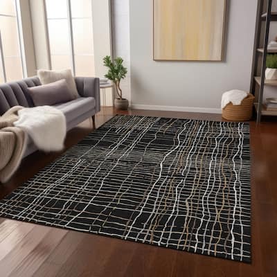 Machine Washable Indoor/ Outdoor Modern Century Chantille Rug