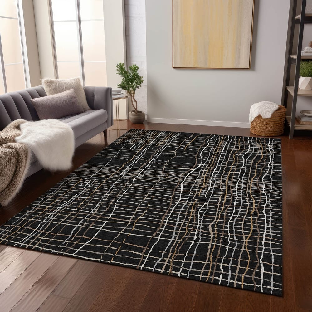 Machine Washable Indoor/ Outdoor Modern Century Chantille Rug