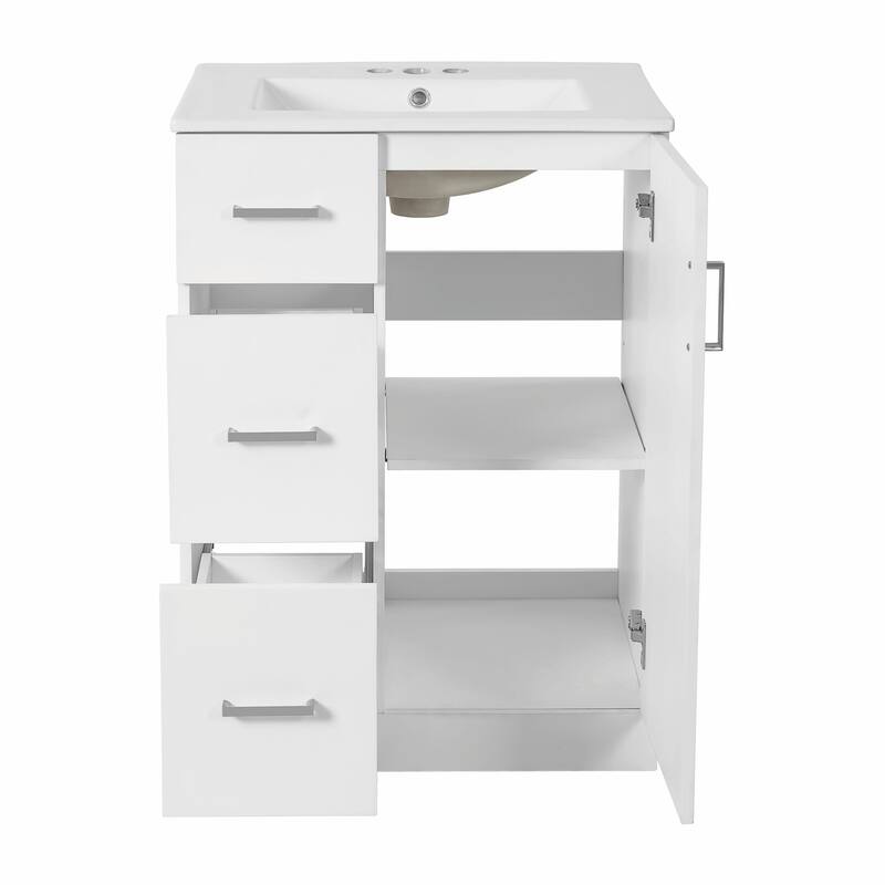 24" Modern Bathroom Vanity with Sink, Small Bathroom Sink Cabinet